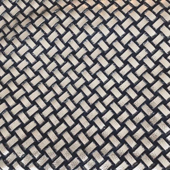 Denim Crystal Rhinestone Crossbody Bag With Metallic Weaving On Back - Picture 16 of 16